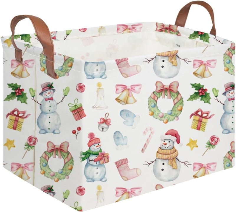 FXOCSHE Rectangular Christmas Basket,Waterproof and foldable Tree Basket Baby Storage Bin,kids room storage baskets,New Year decor,Boy and Girls Christmas Room Decor(Bell Christmas) - Image 1